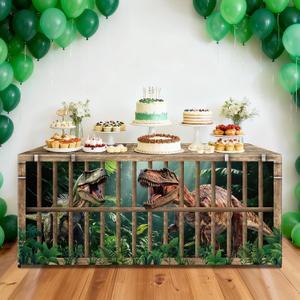6Ft Dinosaur Tablecloth Dinosaur Party Decorations Dino Table Cover Jungle Dino Park Birthday Decor Carnival Circus Party Tablecloth Washable Rectangle Table Covers for Jungle Parties Supplies