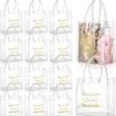 30 Pack Clear Gift Bags Bulk with Handle Thank You for Being Awesome Bags Transparent PVC Wrap Handbag Reusable Party Favor Handbag for Employee Wedding Bridal Shower Graduation, 5.9'' x 6.3'' x 2.8''