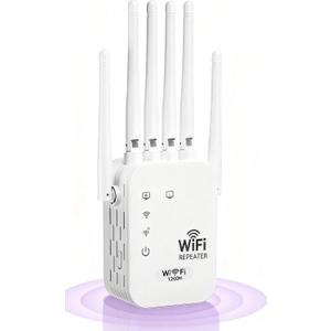 2026 WiFi Extenders Signal Booster for Home, 1200Mbps Dual-Band 5GHz 2.4GHz Signal Long Range Up to 10000 sq. ft & 50 Devices (6 Antennas)