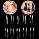 2 x MPNETDEAL 500Pcs Coffin Nails Long Ballerina False Nail Tips Full Cover Fake Artificial Acrylic Nails Extension Tips 10 Size for Nail Salon or Home Use DIY Nail Art Size (Clear)