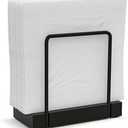 Wican Napkin Holder for Table, Bamboo Iron Standing Napkin Dispenser for Kitchen Dining Farmhouse Cocktail Picnic Bar Rustic Wood Holders for Paper Mail Bills Suitable for All Dining Room Decors Black