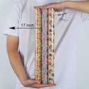 Aimyoo Blue Kraft Christmas Wrapping Paper Bundle, Kids Xmas Gift Wrap Paper Set, Stockings Santa Deers Candy Canes Snowman Designs,17 in x 16 ft per Roll