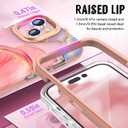 SHEDEER for iPhone 15 Case with Shiny Camera Protective Film + Screen Protector & Bumper, TPU Shockproof 360 Protection, Chic Glossy Fade-Resistant Pattern Phone Cases Cover for iPhone 15, Pink