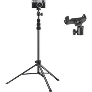 67" Compact Camera Tripod Stand with Phone Holder & Ball Head
