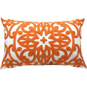 Alysheer Embroidered Lumbar Decorative Throw Pillow Cover 12"x 20", Classic Boho Mandala Embroidery Pattern Cotton Rectangular Cushion Case for Sofa Couch Living Room Bedroom (Bright Orange)