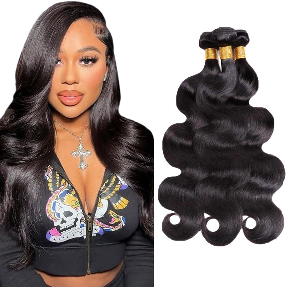 1B Human Hair Bundles 1B Body Wave Bundles Brazilian Virgin 20 22 24 Inch Natural Black Body Wave Bundle Human Hair Extensions 50 Gram Per Bundle