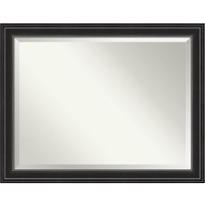 Amanti Art Black Wall Mirror 36x46 Ridge Black Rectangle Bathroom Mirror for Wall Decor Living Room, X-Large Traditional Frame, Hangs Horizonally and Vertically, Bathroom Decor, Beveled Edge
