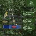 Kingsyard Squirrel Proof Platform Bird Feeder for Outdoor Hanging, Caged Bird Feeder for Bluebird Mealworm, Recycled Plastic Feeding Platform with Metal Mesh Tray, Special for Small Birds, Blue