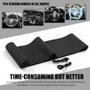 Wevdn Genuine Leather Steering Wheel Cover, Stitch on Wrap, DIY Sewing Steering Wheel Protector, 15 Inch Breathable Non-Slip Steering Wheel Protector, Car Accessories (Black, Full Hole)