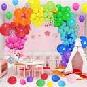 PERPAOL 146pcs Rainbow Balloon Arch Kit, 12 Assorted Multicolor Balloons for Birthday Party, Anniversary, Festival, Carnival Circus Decoration with Star Foil Confetti Balloons