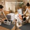 XXL Stainless Steel Litter Box with Lid，Gray