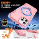 Designed for iPhone 14 Pro Max Case with Magnetic Stand [Military Drop Protection][Compatible with Magnet] Shockproof 14 Pro Max Phone Case with Ring Holder, Pink