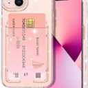 Petocase for iPhone 13 Wallet Case,Card Holder Slot Ultra Bling Slim Clear Flexible TPU Soft Silicone Protective Phone Case Cover for Apple iPhone 13 6.1inch Glitter Clear