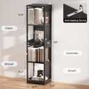 BROTTAR Glass Display Cabinet, 4-Tier Curio Cabinets with 3 Color Lights for Collectibles, Storage Cabinet with Door, Glass Display Case & Bookcase with Human Body Sensor, Black, Large