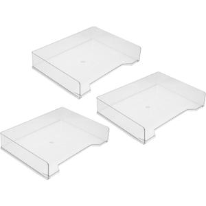 3Pcs Transparent Multi Functional Desktop Storage Organizer Lightweight File Holder for Office Stationery Organizer for Desk Organization and File