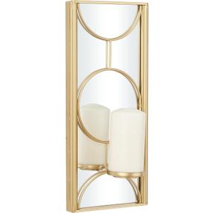 CosmoLiving by Cosmopolitan Metal Geometric Pillar Wall Sconce with Mirror Backing, 8" x 5" x 18", Gold