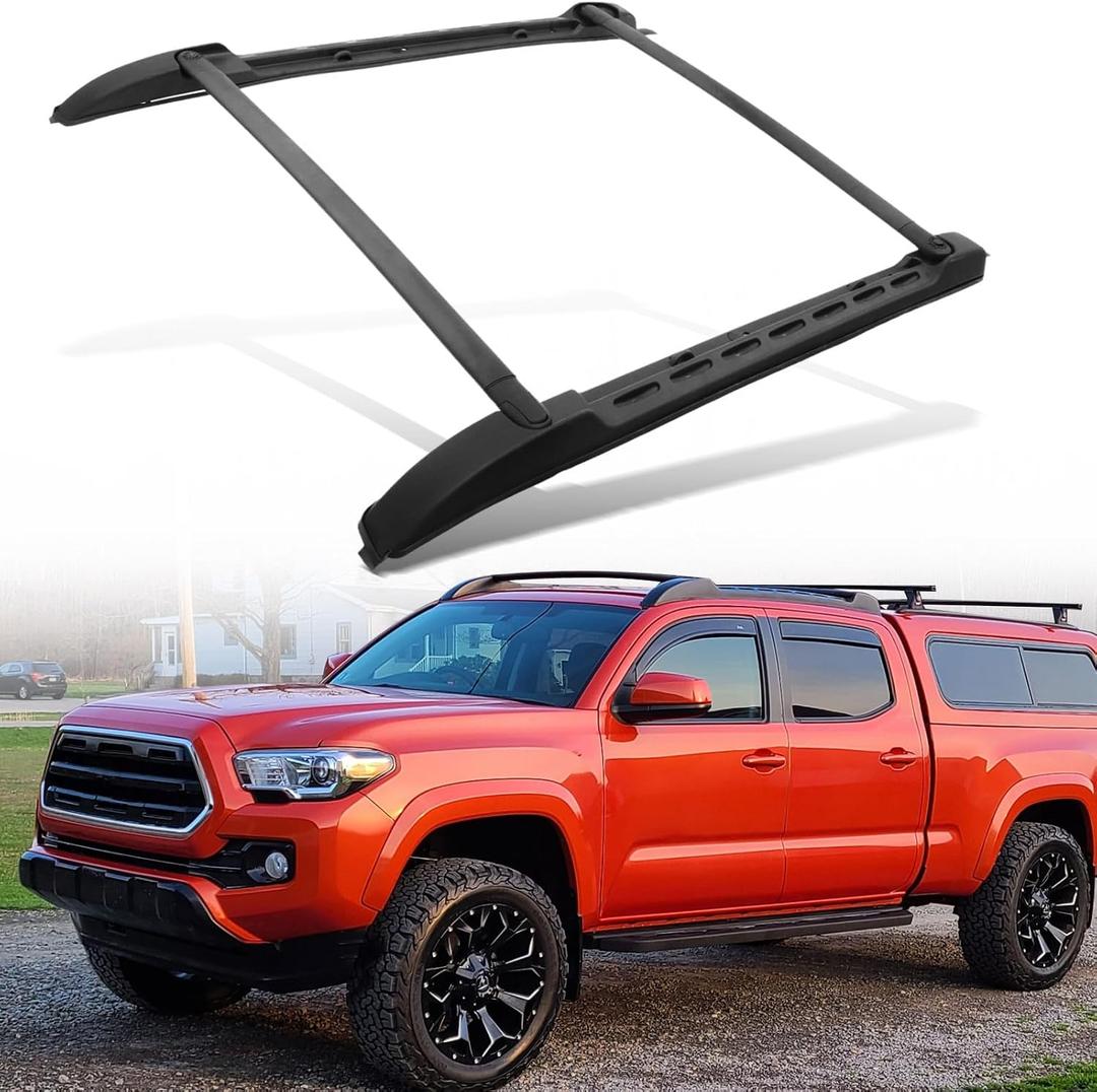 Trumgeta Roof Rack Cross Bars Kit Fit for 2005-2023 Toyota Tacoma Double Cab Only 165lbs Capacity Roof Rails Crossbar for Cargo Bike Kayak Snowboard Rooftop Accessories Cargo Carrier