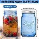 SUT Blue Wide Mouth Mason Jars 32 oz,9 Pack Glass Jars with Airtight lid, Canning jars for Preserving, Jam, Honey, Jelly, Wedding Favors, Sauces, Meal Prep, Overnight Oats, Salad