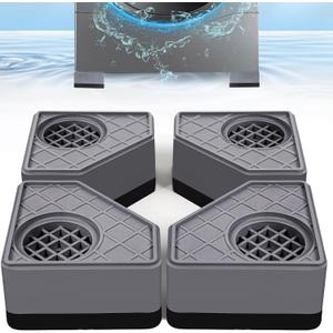 4Pcs Anti Vibration Pads for Washing Machine, Stops Washer Dryer Moving, Prevents Noise, Vibration Transfer, Antivibration Stabilizer Support Feet (Increase1.8in)