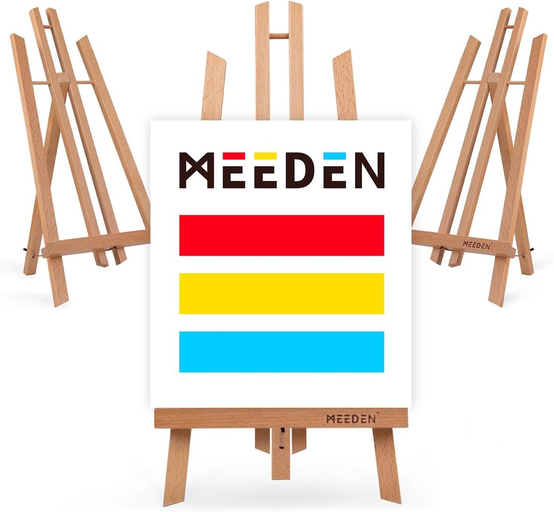 MEEDEN Table Easel Stand for Display: 3 Pack 20 Inch Art Beech Wooden Tabletop Easel for Sign Painting - Small Canvas Stand for Adults (Natural)