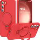 SKYLMW for Samsung Galaxy S23 Case with Magnetic Invisible Stand [Compatible with Mag-Safe] Military Drop Tested [Full Camera Protection] Silicone S23 Cases for Men Women, Red