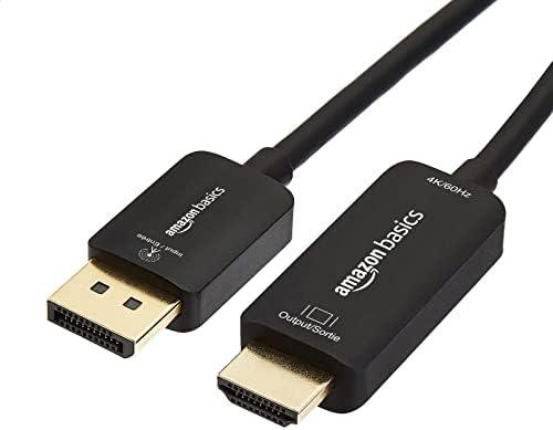 Amazon Basics DisplayPort to HDMI Display Cable for HDTV, Monitor, Projector, Uni-Directional, 4k@60Hz, 1920x1200, 1080p, Gold-Plated Plugs, 3 Foot, Black Amazon Basics DisplayPort to HDMI Display Cable for HDTV, Monitor, Projector, Uni-Directional, 4k@60Hz, 1920x1200, 1080p, Gold-Plated Plugs, 3 Foot, Black