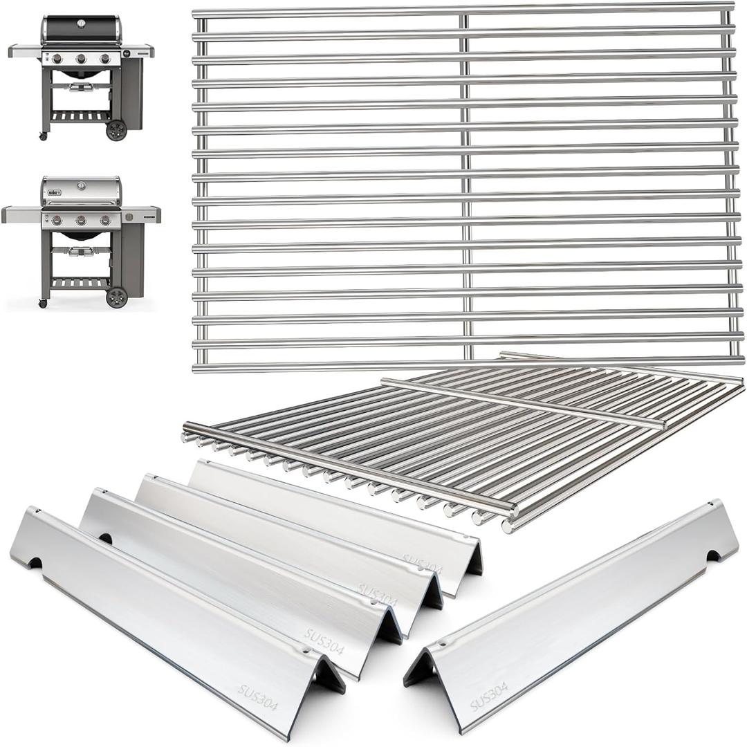 SUS 304 Genesis II 300 Grill Parts Kit for Weber Genesis II/LX GS4 300 Series Grills Genesis 2 E-325 E-310 E-330 E-315 S-310 S/E-335 SE-335 SE-310 Parts, 66095 Grill Grates 66032 Flavorizer Bars