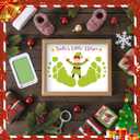 Baby's First Christmas Footprint Craft Newborn Footprint Art Craft DIY Frame Christmas Ornament Kit Wooden Picture Frame Holiday Xmas Gifts 2025, Tabletop Display Memory Keepsake(Elf,Green)