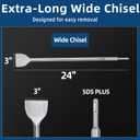 24'' SDS Plus 3 Inch Scaling Chisel - Ideal for Concrete Demolition, Tile Removal Tool Compatible with SDS Plus Hammer Drill - 40Cr Steel SDS Plus Bits