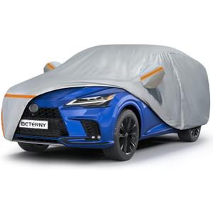 Car Cover for 2008-2025 Lexus RX/RX350/RX450H/RX500H, Waterproof Custom-fit All Weather Sun Rain UV Dust Snow Protection Outdoor Full Car Cover with Door Zipper and Cotton Lining-Grey