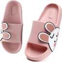 Sandals for Girls and Boys,Mens Slippers Sandals for Women,EVA Anti-Slip Indoor & Outdoor Kids Slippers Smile Face Open Toe Spa Bath Pool Gym House Casual Shower Shoes (6.5-7.5 Women/5-6 Men, Pink-rabbit)