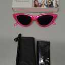 livho Retro Vintage Narrow Cat Eye Sunglasses for Women Clout Goggles Plastic Frame (Barbie Powder)