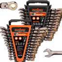 HORUSDY 24-Piece Flex-Head Ratcheting Wrench Set | Metric and SAE | Ratchet Combination Wrenches Set with Organizer | 72-Teeth | Chrome Vanadium Steel | 8-19 mm & 1/4 to 7/8
