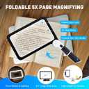 Full Page Magnifier with Light,Large Magnifying Glass for Reading,5X Magnifier for Seniors,Square Magnifying Glass Handheld,Lighted Book Magnifier,Big Vision Magnifier for Macular Degeneration