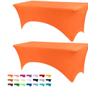 BDDC Table Covers for 6 Foot Tables, 2 Pack Orange Washable and Wrinkle Resistant Stretch Tablecloths Rectangle 6ft for Events, Wedding, Banquets, Parties
