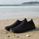 Homitem Water Shoes for Women Men Aqua Socks Swim Beach Pool River Slip-On Barefoot Quick-Dry Vacation Cruise Essentials Accessories for Yoga Kayak Sports, 10-11 Women/9-10 Men, Black01