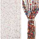 38 Strands Beaded Curtain Bamboo Curtain for Doorways Multi-Scenario Application Purely Handmade Beaded Curtains as Insect Screen for Bedroom or Balcony 35.4" x 78.7", Rainbow