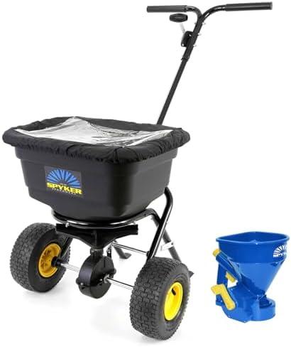 Spyker Lawn and Handheld Spreader Kit: Pro-Series 50 Pound Broadcast Spreader with 5 Pound Handheld Spreader Kit