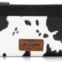 Montana West Wrangler Cow Print Bifold Wallet Women's Wallets, Card Cases & Money Organizers Women Credit Card Wallet for Ladies Female Cash Wallett Black Wallets with Smooth Zipper