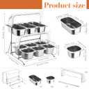 Lallisa 2 Tiered Ice Food Serving Tray Countertop Food Serving Display Container for Buffet Restaurant Party, with Clear Roll Top Cover 6+3 Pan Buffet Condiment Dispenser