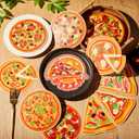 80 Pcs Pizza Party Decorations Cutouts with Glue Point Dots DIY Bulletin Board Cutouts 10 Designs Paper Pizza Cut Outs for Birthday Food Restaurant Themed Party Supplies