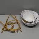 3 Tier Serving Bowls with Stand, Chips and Dip Serving Dishes Set for Entertaining Party, Ceramic Fruit Bowl for Salad Soup Snacks, Microwave & Dishwasher Safe (Large, Gold)