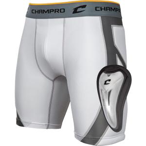 CHAMPRO Wind-up Compression Sliding Shorts with Cup (White)