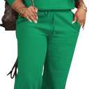HipGlamp Womens 2 Piece Tracksuit Set Half Zip Mock Neck Top Wide Leg Pants Plus Size Athleisure Wear (Small, Green)