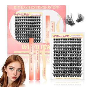 Lash Clusters Kit Magic Lashes Clusters Fluffy 10-18mm Volume Cluster Eyelash Extensions Kit 0.3mm Soft Band Wispy DIY Individual Lashes with Lash Bond and Seal, Remover, Tweezer