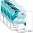EHWINE Acrylic Sign Holder 8.5 x 11, 10 Pack Double-Sided Stand up Table Top Sign Holders, Clear Acrylic Picture Frame Menu Flyer Paper Holder Display Stand for Office Business Store Wedding Party