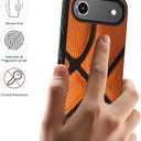 for iPhone 17 Air Case, Heavy Duty 3 in 1 Hybrid Military Grade Shockproof Drop Full-Body Protective Cover for iPhone 17 Air (6.6 Inch, 2025), Basketball Surface