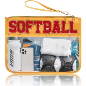 Baseball Gift Bags Baseballs Treat Bags Team Gifts Clear Chenille Letter Zipper Pouch Accessories Stuff Sport Portable