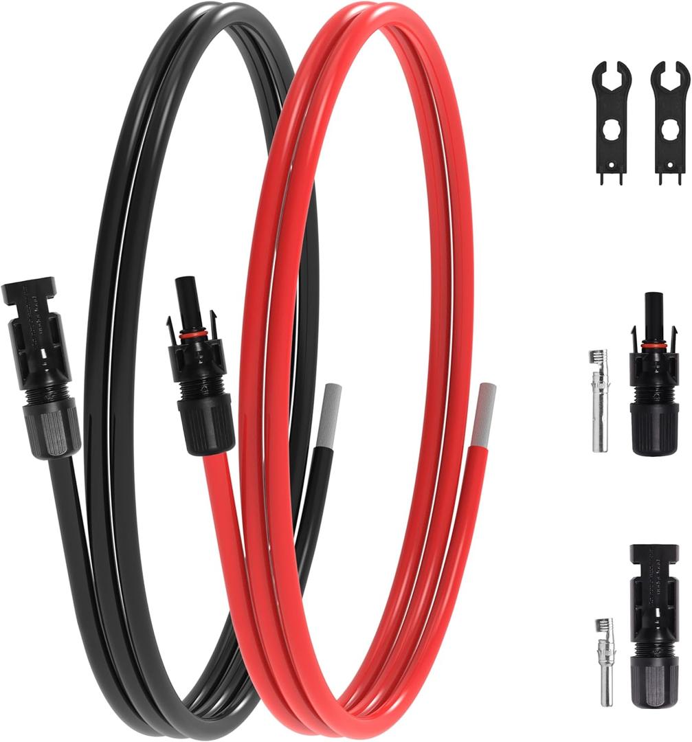 3Ft 10AWG Solar Panel Extension Cable, 10 AWG Solar Extension Cable 10 Gauge 3 Feet Solar Wire with Solar Panel Female Male Waterproof Connectors for RV Boat Home (10 AWG-3Ft)