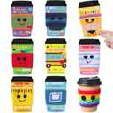 Potchen 9 Sets Teacher Appreciation Gifts Crochet Coffee Mug Cozy Teacher Gifts Bulk Cup Sleeves with Thank You Cards for School Office Back to School Graduation Party Favors(Appreciation)